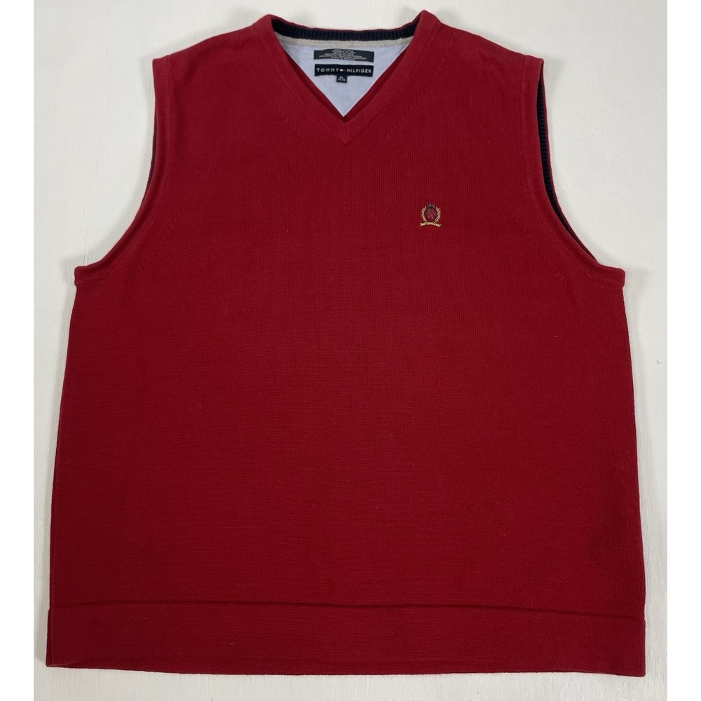 Tommy Hilfiger Men's Golf Red Sweater Vest 90s XL Grandpa Dad VTG Classic Preppy - Picture 15 of 16